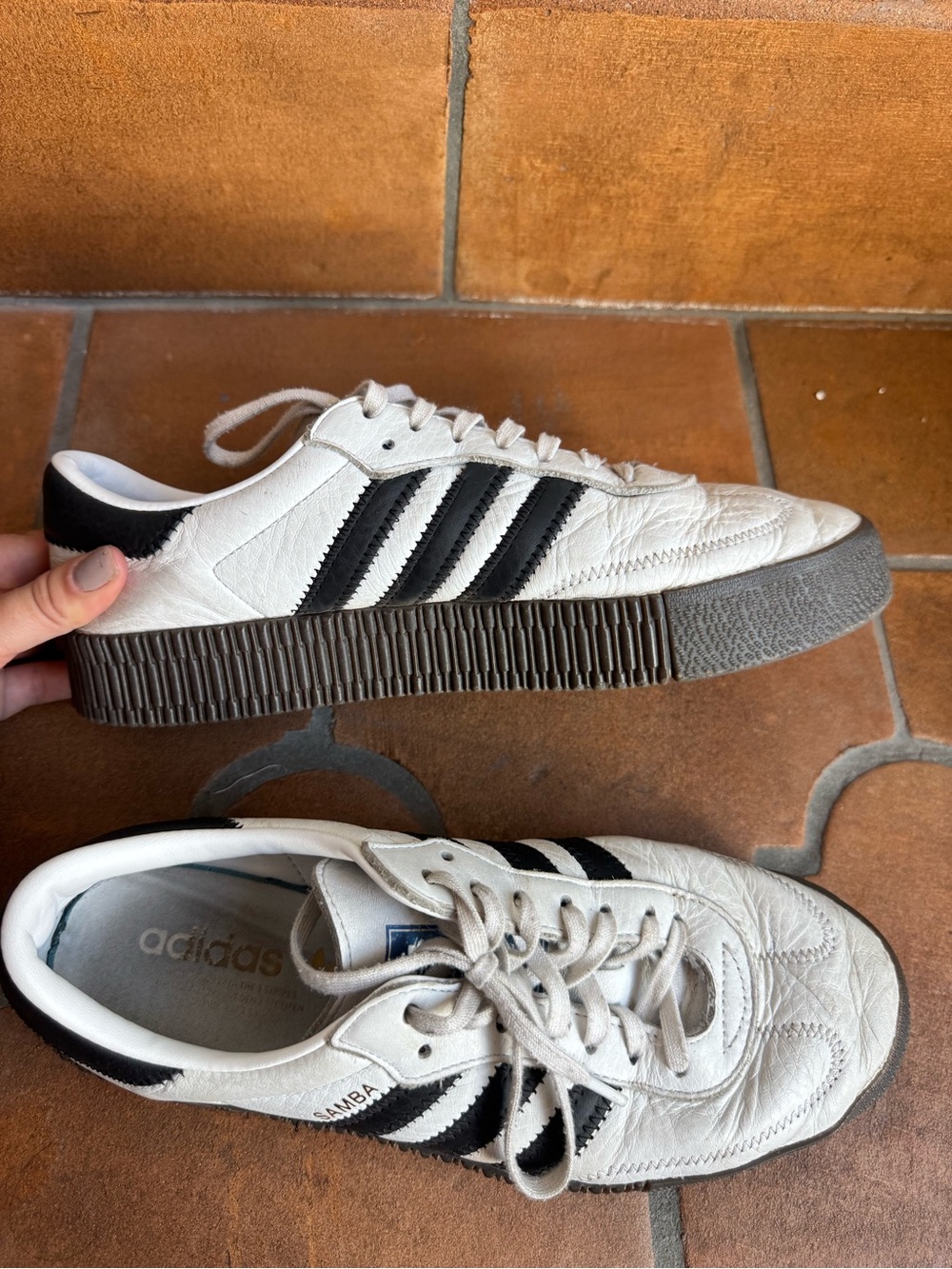 Adidas Samba OG White Black Gum Sole Leather Sneakers 9 Classic Y2K Minimalist - Picture 7 of 8